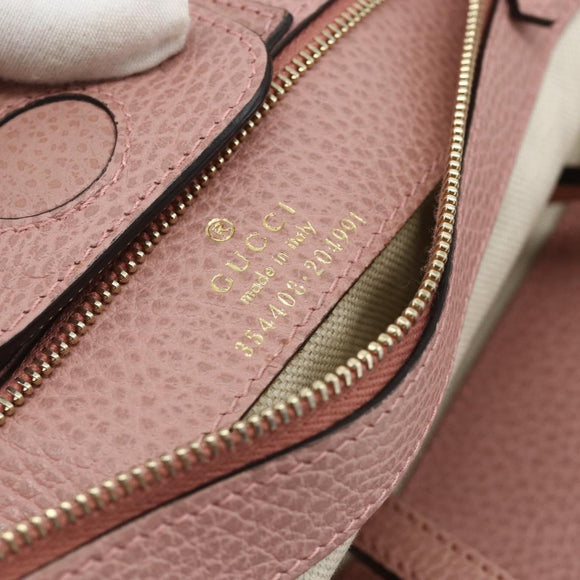 GUCCI Swing Tote Bag Leather Pink Gold 354408 Auth 177603
