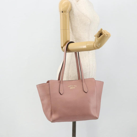 GUCCI Swing Tote Bag Leather Pink Gold 354408 Auth 177603