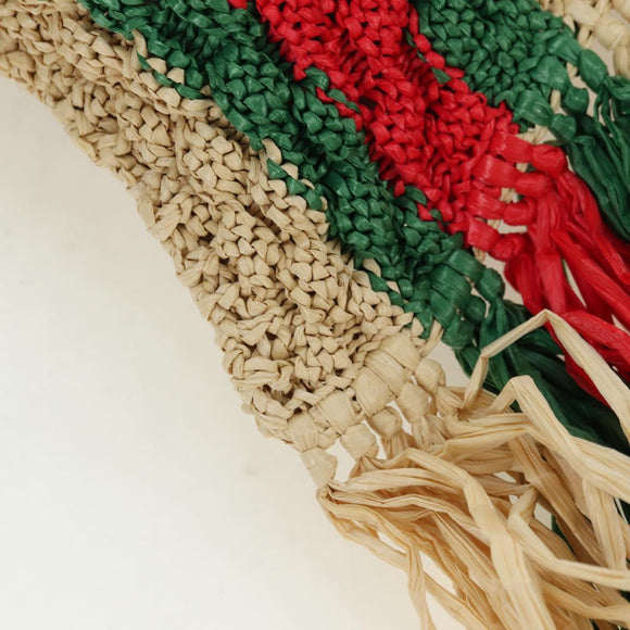 GUCCI Shoulder Bag Raffia Multicolor Auth 177605M