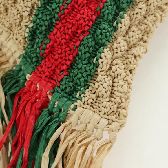 GUCCI Shoulder Bag Raffia Multicolor Auth 177605M