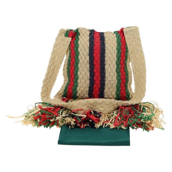 GUCCI Shoulder Bag Raffia Multicolor Auth 177605M