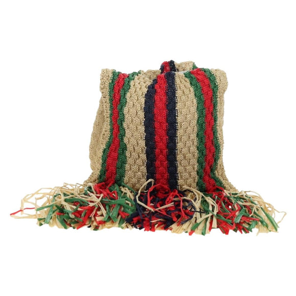 GUCCI Shoulder Bag Raffia Multicolor Auth 177605M