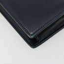 GUCCI Hand Bag Leather Navy Gold Auth 177606-11