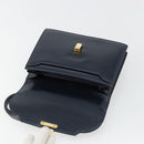 GUCCI Hand Bag Leather Navy Gold Auth 177606-15