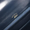 GUCCI Hand Bag Leather Navy Gold Auth 177606-16