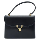 GUCCI Hand Bag Leather Navy Gold Auth 177606-2