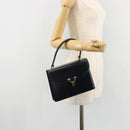 GUCCI Hand Bag Leather Navy Gold Auth 177606-26