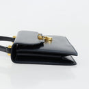 GUCCI Hand Bag Leather Navy Gold Auth 177606-5