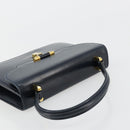 GUCCI Hand Bag Leather Navy Gold Auth 177606-6