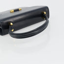 GUCCI Hand Bag Leather Navy Gold Auth 177606-7