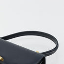 GUCCI Hand Bag Leather Navy Gold Auth 177606-8