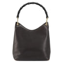 GUCCI Bamboo Shoulder Bag Leather Dark Brown Gold 001 3007 Auth 177607-2