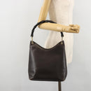 GUCCI Bamboo Shoulder Bag Leather Dark Brown Gold 001 3007 Auth 177607-22