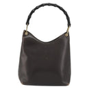GUCCI Bamboo Shoulder Bag Leather Dark Brown Gold 001 3007 Auth 177607-3