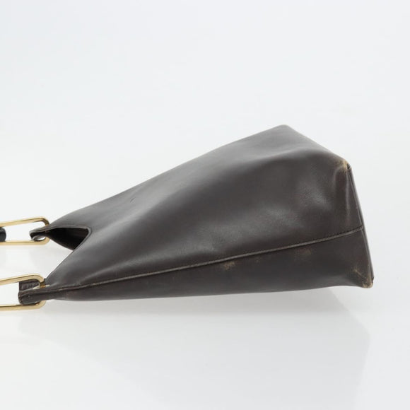 GUCCI Bamboo Shoulder Bag Leather Dark Brown Gold 001 3007 Auth 177607