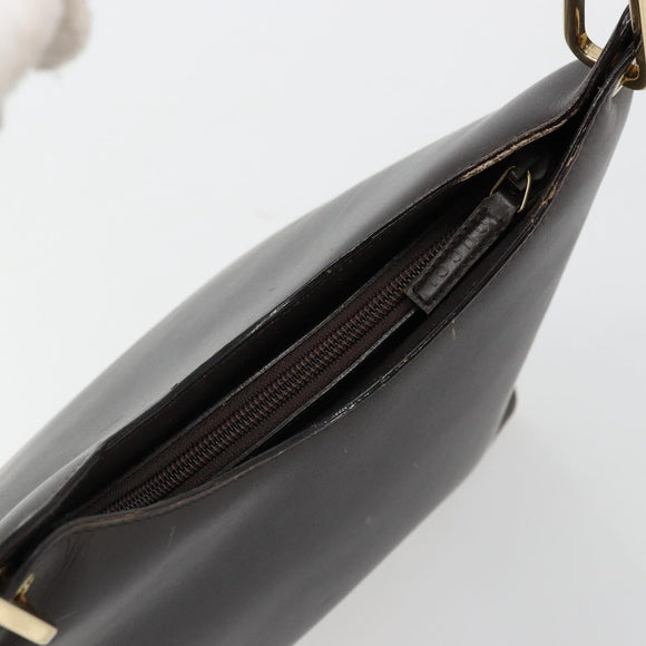 GUCCI Bamboo Shoulder Bag Leather Dark Brown Gold 001 3007 Auth 177607