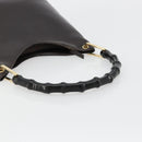 GUCCI Bamboo Shoulder Bag Leather Dark Brown Gold 001 3007 Auth 177607-7