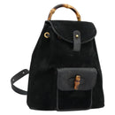 GUCCI Bamboo Backpack Suede Black Gold 003 1705 0030 Auth 177608-1