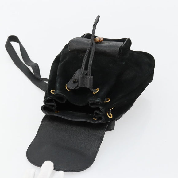 GUCCI Bamboo Backpack Suede Black Gold 003 1705 0030 Auth 177608
