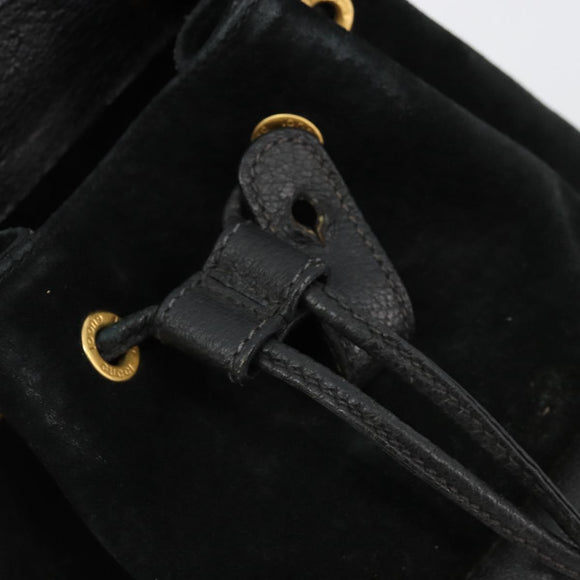 GUCCI Bamboo Backpack Suede Black Gold 003 1705 0030 Auth 177608