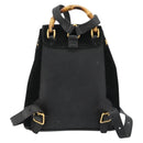 GUCCI Bamboo Backpack Suede Black Gold 003 1705 0030 Auth 177608-2