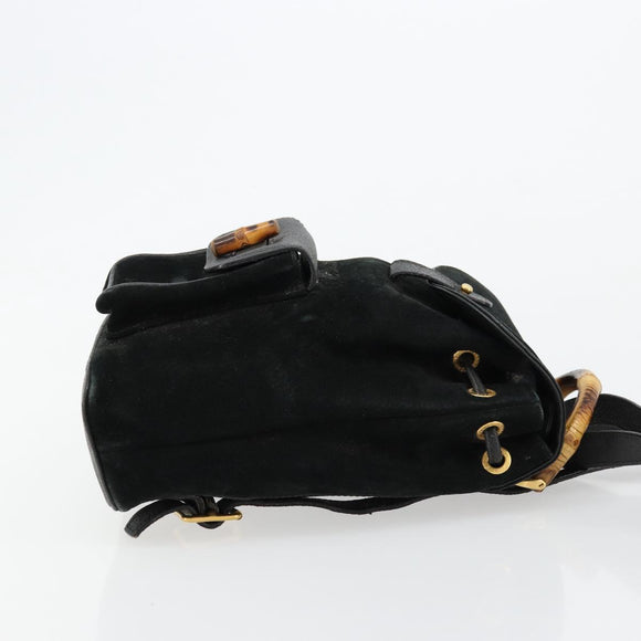 GUCCI Bamboo Backpack Suede Black Gold 003 1705 0030 Auth 177608