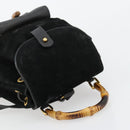 GUCCI Bamboo Backpack Suede Black Gold 003 1705 0030 Auth 177608-6