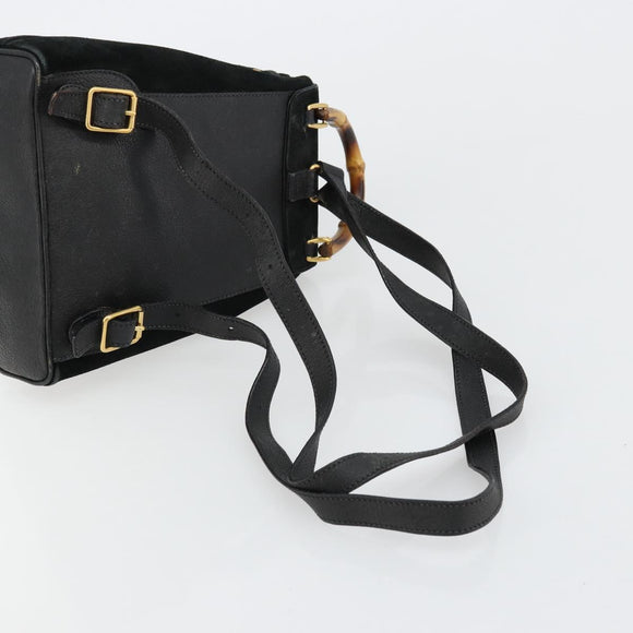 GUCCI Bamboo Backpack Suede Black Gold 003 1705 0030 Auth 177608
