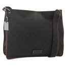 GUCCI GG Canvas Shoulder Bag Dark Brown Silver 90656 Auth 177610-1