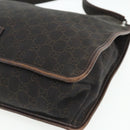 GUCCI GG Canvas Shoulder Bag Dark Brown Silver 90656 Auth 177610-8