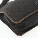 GUCCI GG Canvas Shoulder Bag Dark Brown Silver 90656 Auth 177610-15