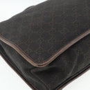 GUCCI GG Canvas Shoulder Bag Dark Brown Silver 90656 Auth 177610-17