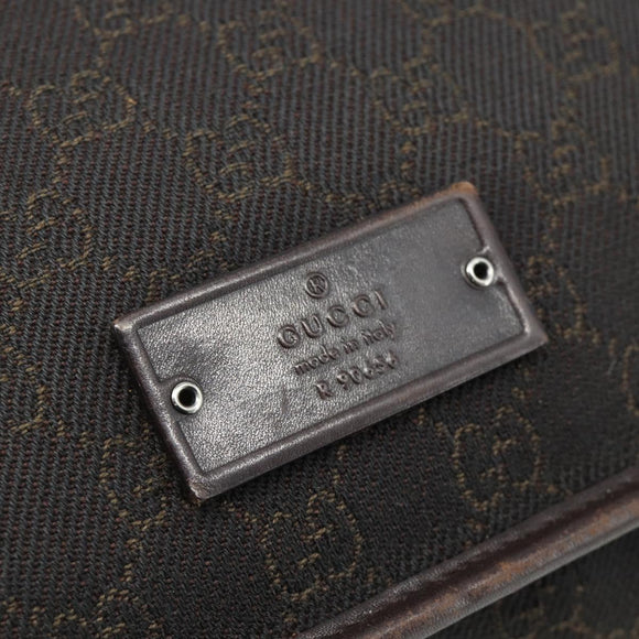 GUCCI GG Canvas Shoulder Bag Dark Brown Silver 90656 Auth 177610