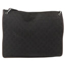 GUCCI GG Canvas Shoulder Bag Dark Brown Silver 90656 Auth 177610-2