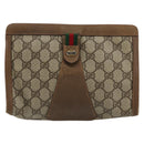 GUCCI GG Supreme Web Sherry Line Clutch Bag PVC Beige 89 01 032 Auth 177611-2