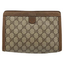 GUCCI GG Supreme Web Sherry Line Clutch Bag PVC Beige 89 01 032 Auth 177611-3