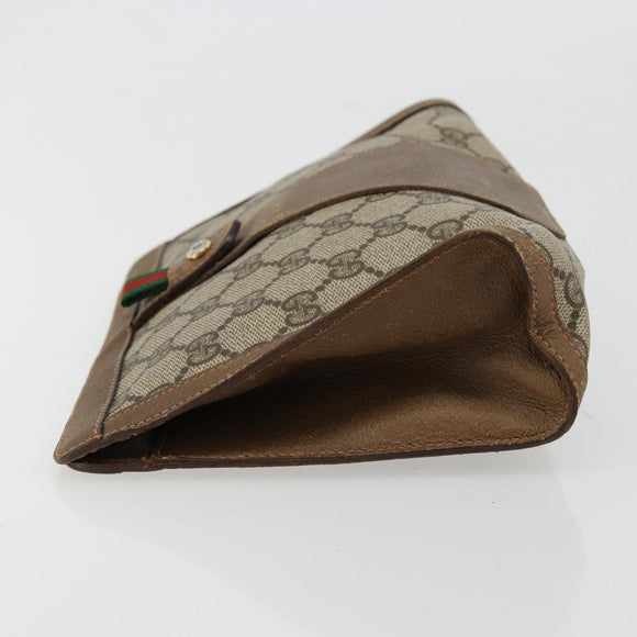 GUCCI GG Supreme Web Sherry Line Clutch Bag PVC Beige 89 01 032 Auth 177611