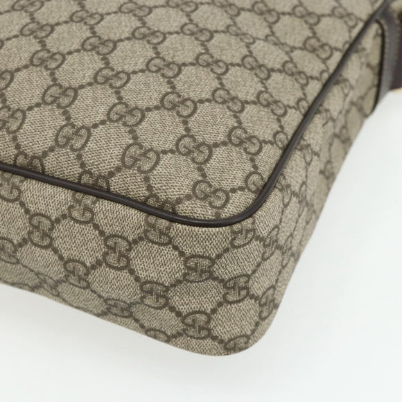 GUCCI GG Supreme Schoudertas PVC Leer Beige Goud 201448 Auth 177612A