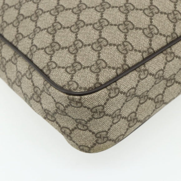 GUCCI GG Supreme Schoudertas PVC Leer Beige Goud 201448 Auth 177612A
