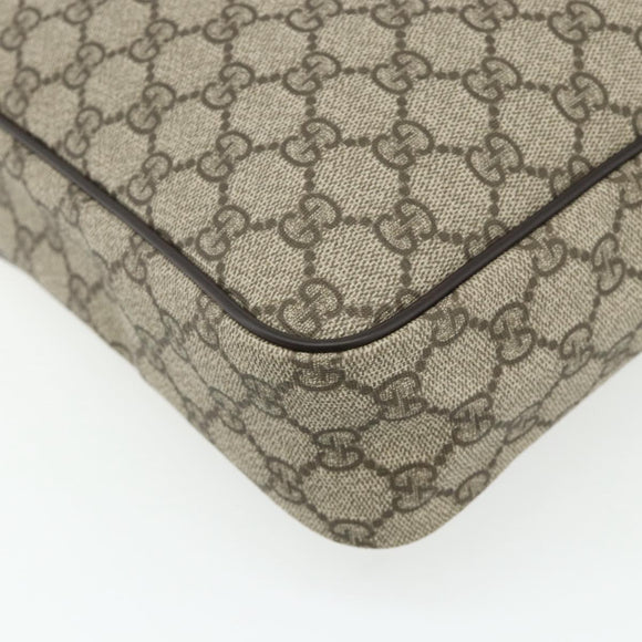 GUCCI GG Supreme Schoudertas PVC Leer Beige Goud 201448 Auth 177612A