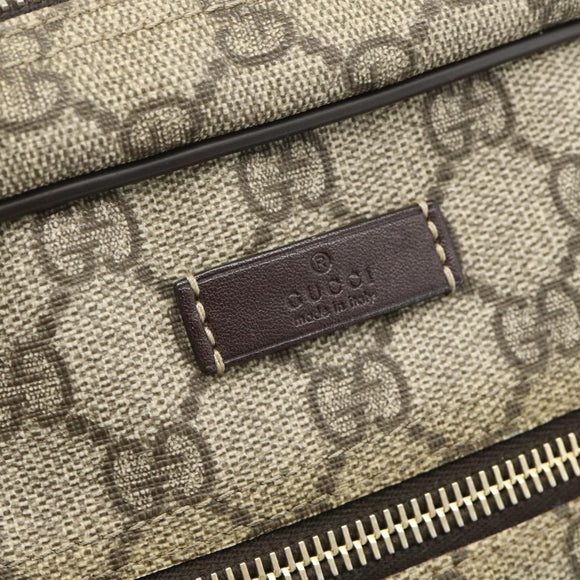 GUCCI GG Supreme Schoudertas PVC Leer Beige Goud 201448 Auth 177612A