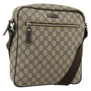 GUCCI GG Supreme Schoudertas PVC Leer Beige Goud 201448 Auth 177612A-1