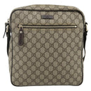 GUCCI GG Supreme Schoudertas PVC Leer Beige Goud 201448 Auth 177612A-13