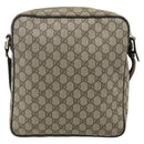 GUCCI GG Supreme Schoudertas PVC Leer Beige Goud 201448 Auth 177612A-2