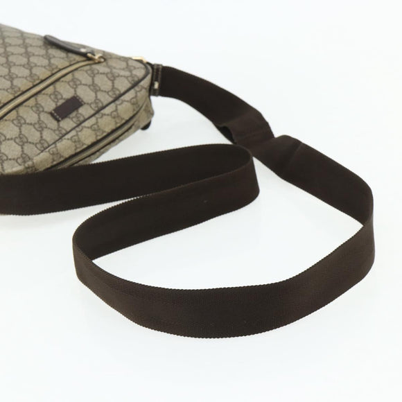 GUCCI GG Supreme Schoudertas PVC Leer Beige Goud 201448 Auth 177612A