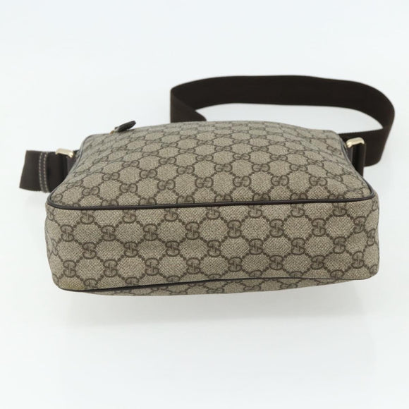 GUCCI GG Supreme Schoudertas PVC Leer Beige Goud 201448 Auth 177612A