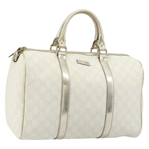 GUCCI GG Supreme Boston Bag PVC White Gold 193603 Auth 177613A