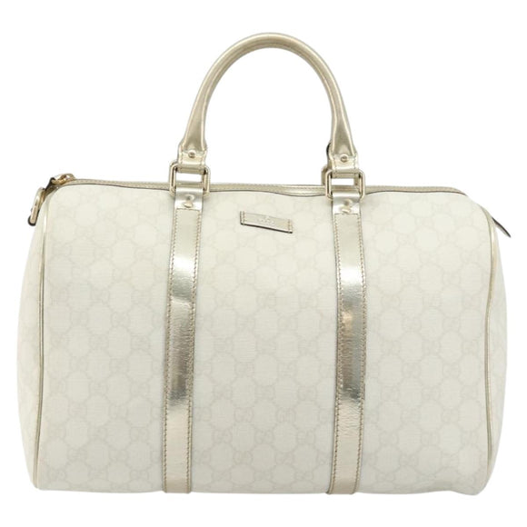 GUCCI GG Supreme Boston Bag PVC White Gold 193603 Auth 177613A