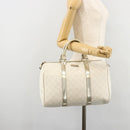 GUCCI GG Supreme Boston Bag PVC White Gold 193603 Auth 177613A-22
