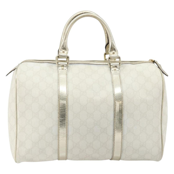 GUCCI GG Supreme Boston Bag PVC White Gold 193603 Auth 177613A